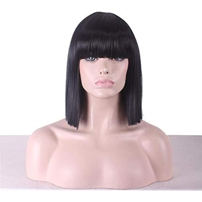 DILLARDS Short Straight Black Wig With Bangs For Daily Use - Image 1